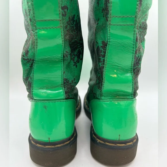RARE Dr Martens green floral Rain Nellie  Wellies Welly Wellington boot vintage - Picture 12 of 16